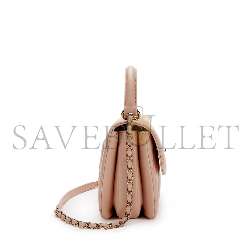 CHANEL QUILTED LAMBSKIN SMALL TRENDY CC TOP HANDLE FLAP BAG GOLD HARDWARE  (25*17*9cm) 
